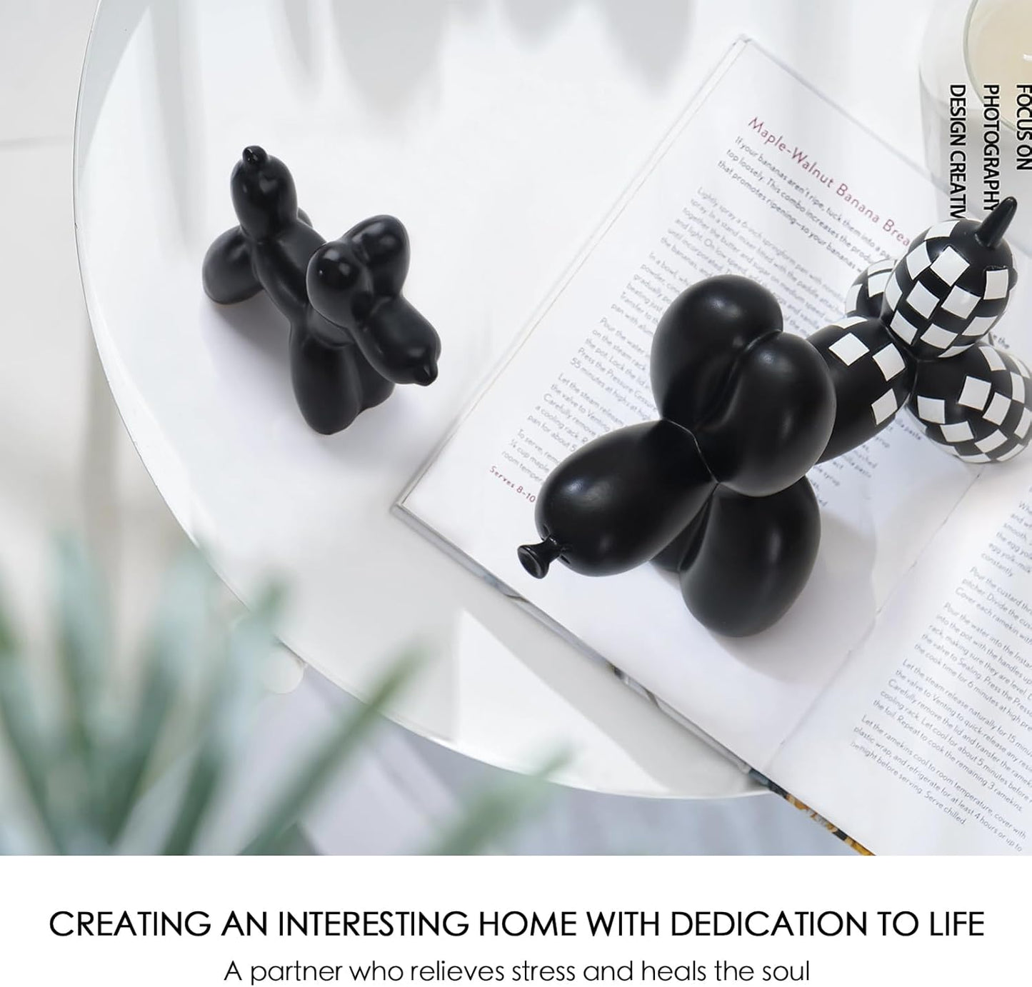 Notakia Cute Ceramics Balloon Dog Statue Crafts Gold Living Room Desktop Decorations,Handmade Modern Small Ceramic Animal Statue Ornament Gold Home Decor Accents