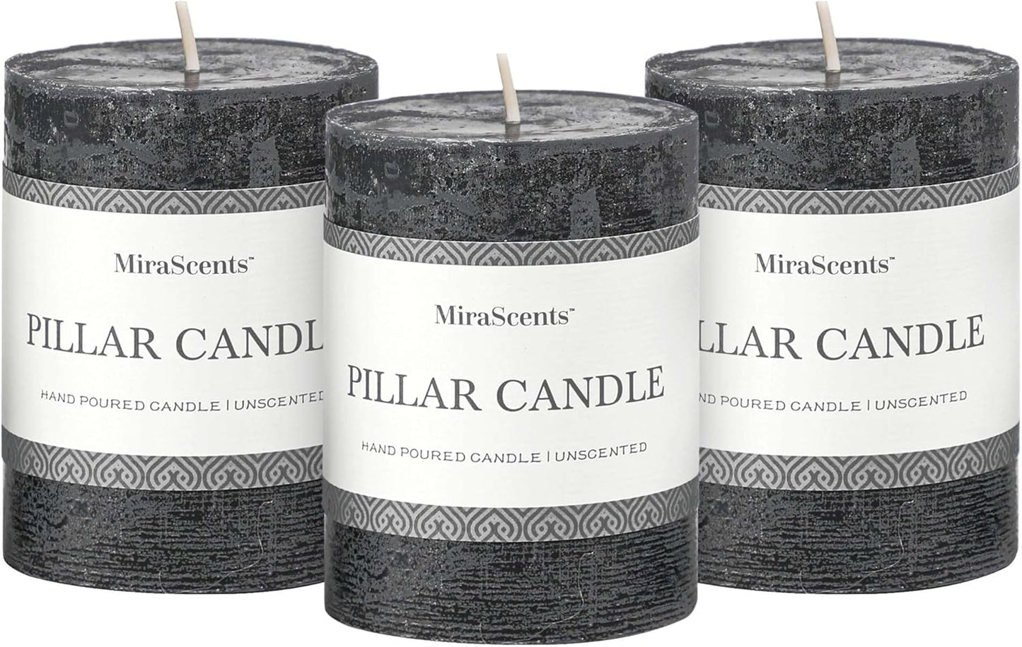 3x6 Inch Sage Green Pillar Candles Set of 3 - Unscented Spring, Long Clean Burning, Large Smokeless Dripless for Home Decor, Dinner Table, Bathroom, Rustic Decor