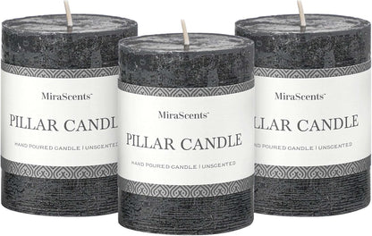 3x6 Inch Sage Green Pillar Candles Set of 3 - Unscented Spring, Long Clean Burning, Large Smokeless Dripless for Home Decor, Dinner Table, Bathroom, Rustic Decor