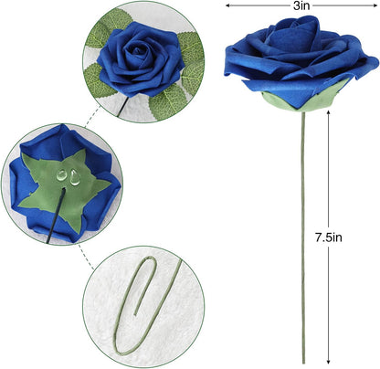 AmyHomie Artificial Flowers Dark Red Rose 25pcs Real Looking Fake Roses w/Stem for DIY Wedding Bouquets Centerpieces Arrangements Party Baby Shower Mothers Day Christmas Tree Decorations