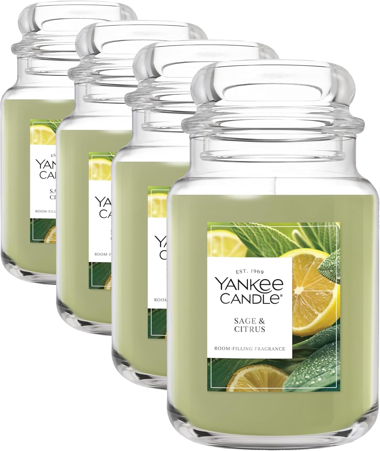 Yankee Candle Sage & Citrus, Scented Candle, 22oz Large Jar with up to 150 Hour Burn Time, Giftable, Birthdays