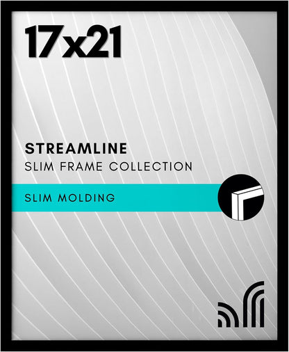 Americanflat 24x36 Poster Frame with Polished Plexiglass - Streamline Collection - Thin Border Picture Frame for Wall Display - Hanging Hardware Included - Black - Colors C