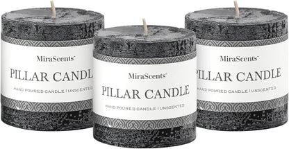 3x6 Inch Sage Green Pillar Candles Set of 3 - Unscented Spring, Long Clean Burning, Large Smokeless Dripless for Home Decor, Dinner Table, Bathroom, Rustic Decor