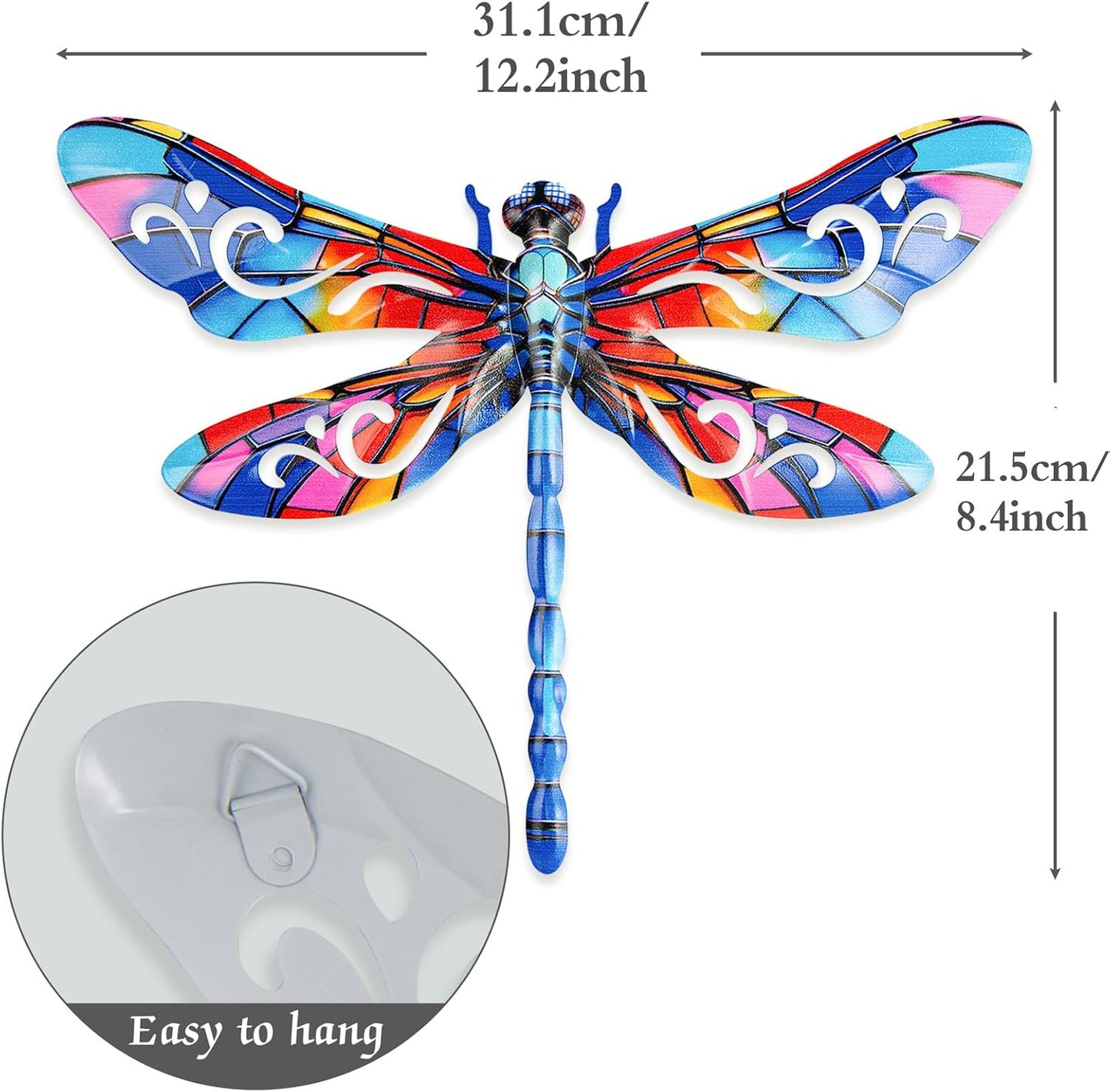 SUNREEK Metal Dragonfly Wall Decor, 9 Inches Dragonfly Outdoor Wall Art for Fence Garden Yard Patio Decorations