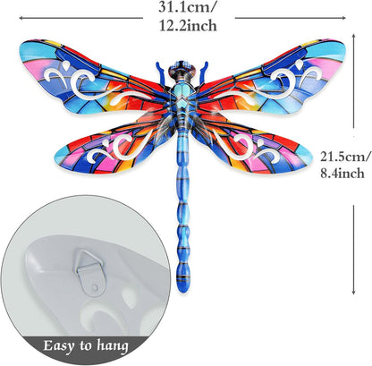 SUNREEK Metal Dragonfly Wall Decor, 9 Inches Dragonfly Outdoor Wall Art for Fence Garden Yard Patio Decorations