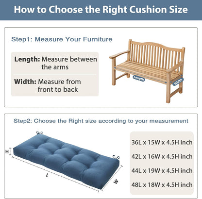 42 Inch Bench Cushions for Indoor Furniture, Super Soft Rectangle Bench seat Cushion Pad with Non-Slip Bottom, Waterproof Bench Pad for Window Porch(Beige, 42x16x4.5 Inch)