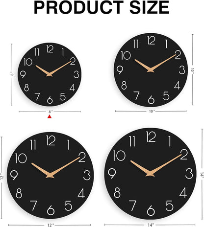 cicininc Wall Clock, Gray Silent Non-Ticking, Decorative Battery Operated Wall Clocks for Bedroom, Kitchen, Home, Office, School, Hotel (8 Inch)