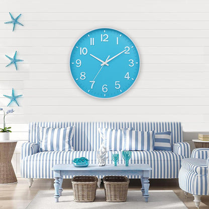 HZDHCLH Wall Clocks Battery Operated,12 inch Silent Non Ticking Modern Wall Clock for Living Room Bedroom Kitchen Office Classroom Decor (Olive Green and Gold)