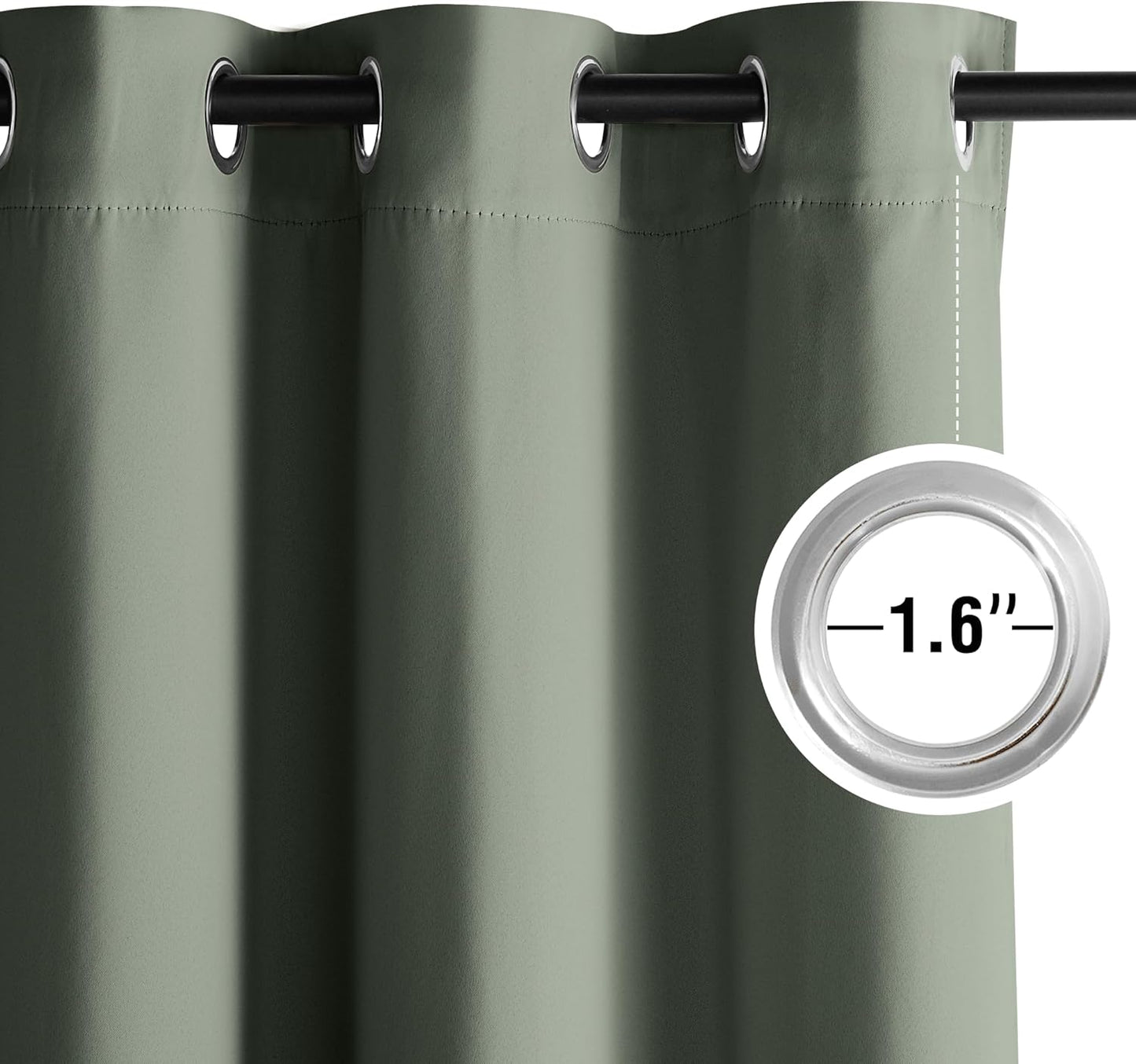 NICETOWN Halloween Pitch Black Solid Thermal Insulated Grommet Blackout Curtains/Drapes for Bedroom Window (2 Panels, 42 inches Wide by 63 inches Long, Black) - Colors C