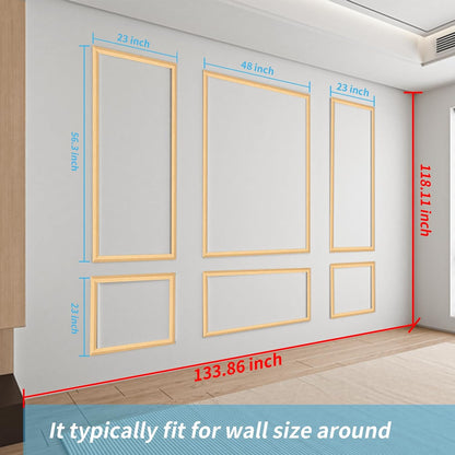Art3d Pre-Cut Wall Molding Set of 6 pcs, Ready-to-Assemble Wainscoting Panels for Interior Wall Décor Living Room Bedroom Accent Wall - Installed with Glue, 3 Top 3 Bottom