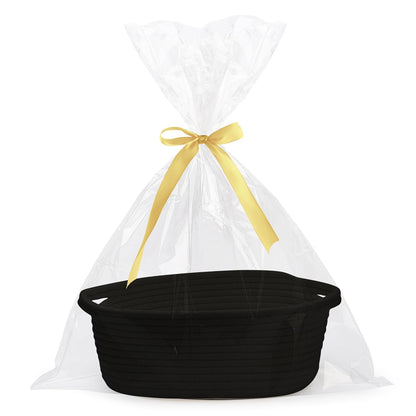 Pro Goleem Small Woven Basket with Gift Bags and Ribbons Durable Baskets for Mothers Day Gifts Empty Small Rope Basket for Storage 12"X 8" X 5" Baby Toy Baskets with Handles, White