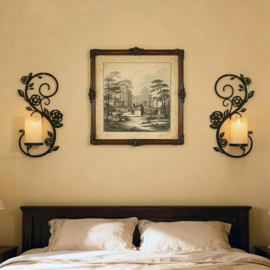 OYEFLY 2 Pcs Wall Sconces Candle Holder (Black)