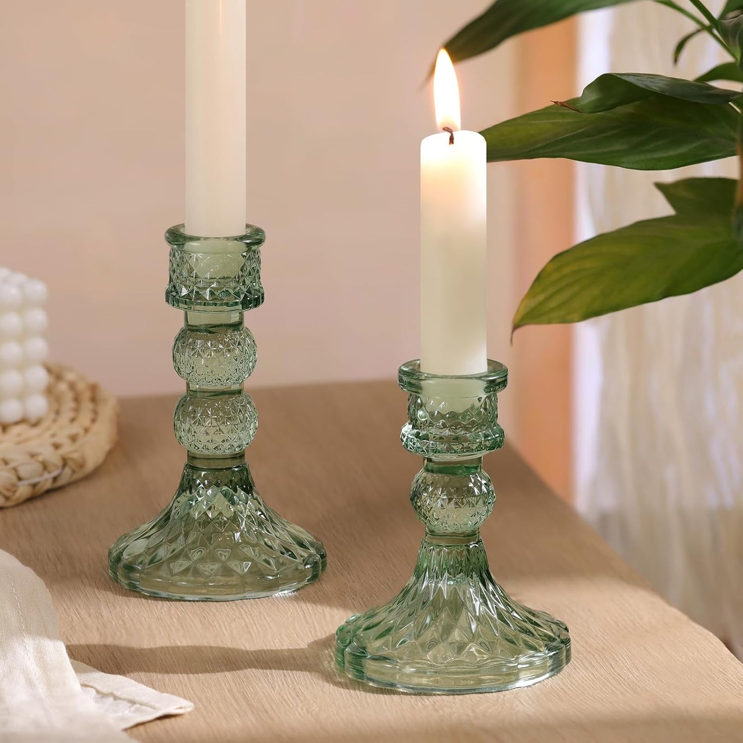 DARJEN 6Pcs Gold Candlestick Holders Set - 4" H & 5" H Striped Taper Candle Holders Bulk, Glass Candle Holders for Wedding, Festival, Party, Table Centerpiece, Gifts