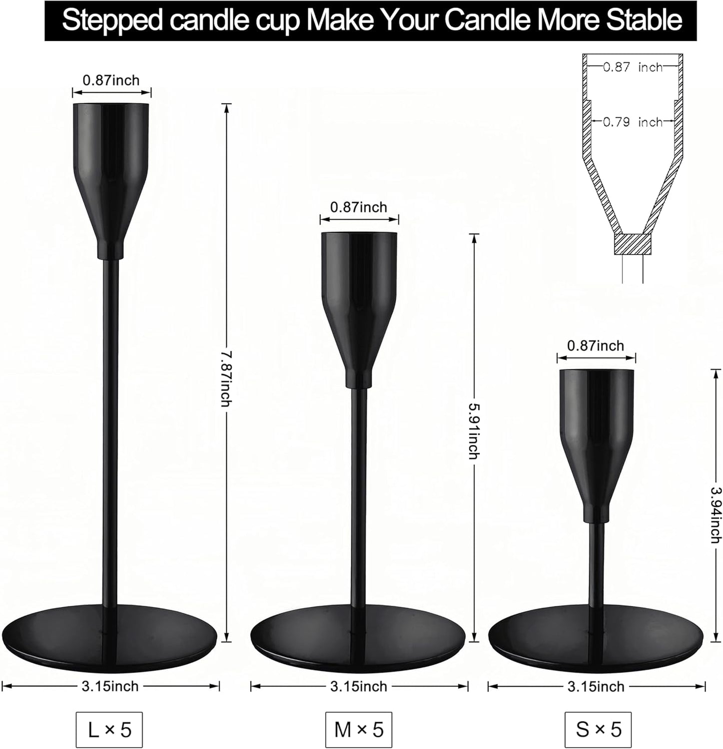 French Gold Taper Candle Holders for Wedding Table Centerpiece,Tall Taper Candlestick Holders Bulk Set of 6,Metal Candle Stick Holders for Dinning or Mantel Centerpiece,Party Home Decor