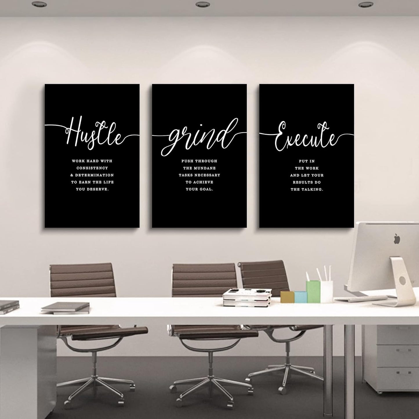Inspirational Canvas Painting Wall Art -EPHANY ART,Mindset Quotes Prints, Success Framed Entrepreneur Poster Positive Quotes Wall Poster for Home Office Workplace (M-3pcs,12x16inchx3pcs)