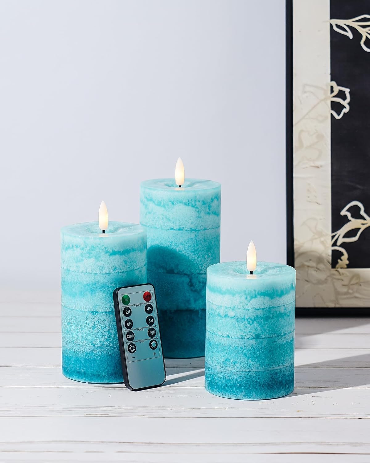 Stmarry Ivory Flameless Candles with Remote and Timer, Real Wax Made LED Pillar Candles Battery Operated with 3D Flickering Flame - 3" x 4",5",6" - Set of 3