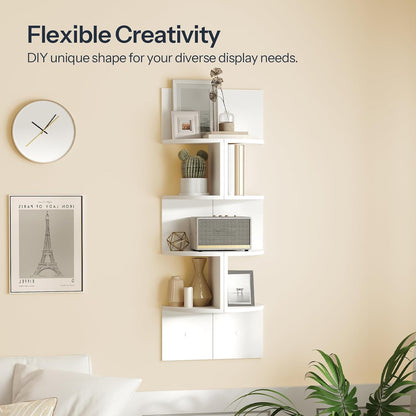 HOOBRO Corner Shelf Wall-Mounted, Set of 2 Floating Corner Shelves for Wall, 4-Tier Corner Bookshelves for Living Room, Bedroom, Bathroom, Home Office, Black BK25BJP201