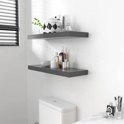Ballucci Floating Shelves for Wall, 48" Wood Wall Shelf Set of 2, with Invisible Brackets for Bathroom, Living Room, Bedroom, Kitchen, Nursery, 8" Deep, Black