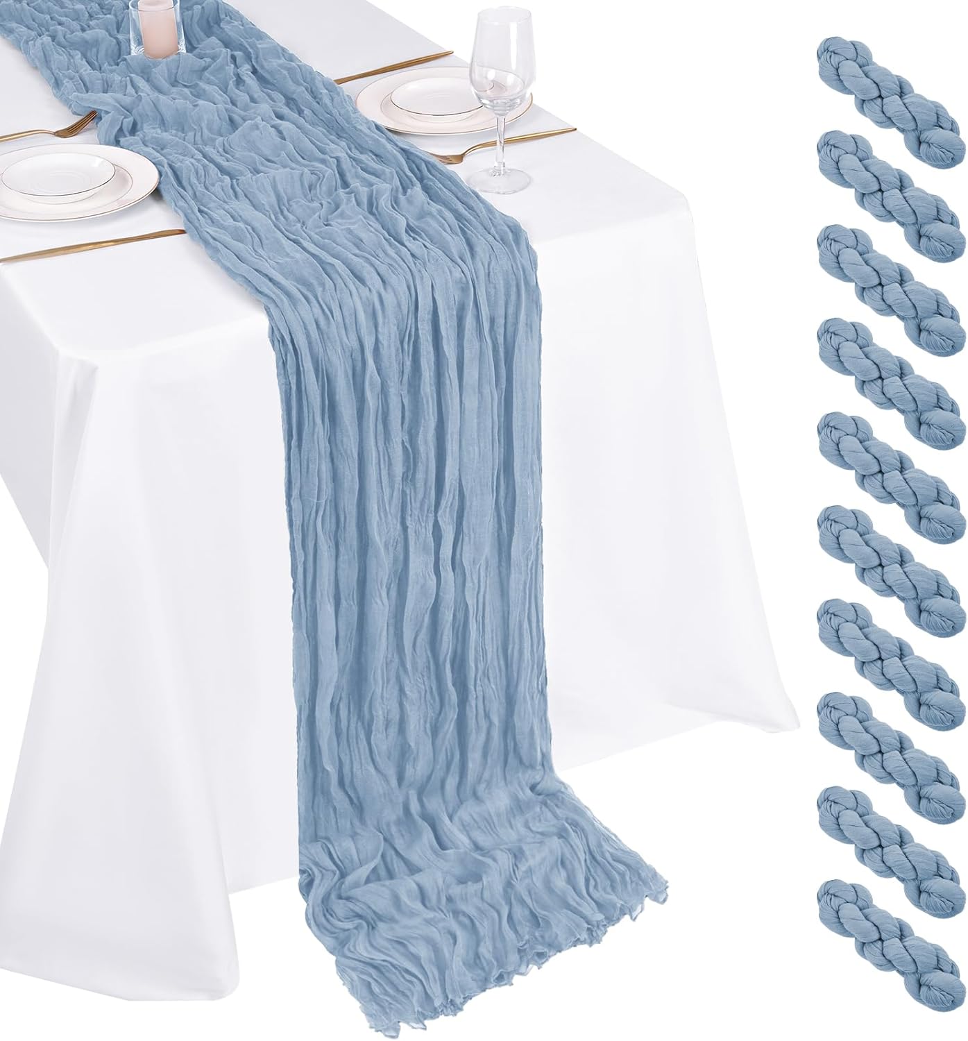 10 Pack Beige Cheesecloth Table Runner 17x108 Inch Boho Gauze Cheese Cloth Table Runners for Wedding Party Baby Shower Birthday Home Decor