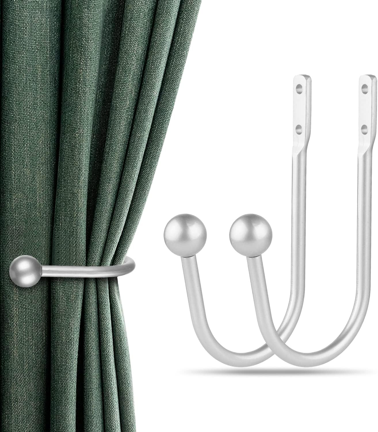 Curtain Holdbacks, 4pcs Curtains Holder Wall Mounted Drapery Tiebacks Retro Window Hook for Home Decor, Matte Black