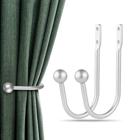 Curtain Holdbacks, 4pcs Curtains Holder Wall Mounted Drapery Tiebacks Retro Window Hook for Home Decor, Matte Black