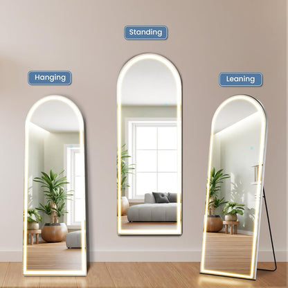 Mirror Full Length, Upgraded Body Wall Mirrors with Shatter-Proof Glass, Floor Standing, Hanging or Leaning, Tall Mirror with Stand Aluminum Alloy Frame for Bedroom