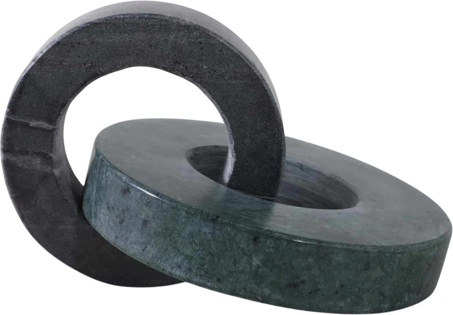 Home Decor and Bathroom Decor Marble Double Ring - Modern Shelf Sculpture and Office Accents for Room Styling - Coffee Table Ornaments and Living Room Decor Statues Design - 6", White & Beige