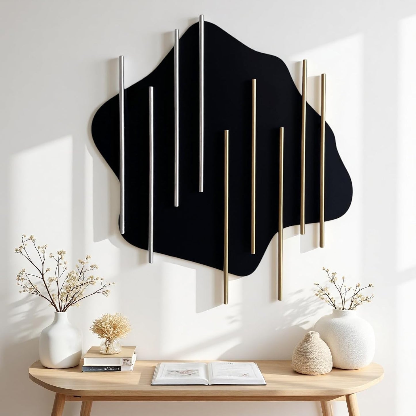 HYVAKUPPA 3D Large Metal Wall Decor Modern Aesthetic Wall Sculptures 19.7''x23.2'' Luxury Geometric Circular Decor Wall Art Artwork for Bedroom Dining Living Room Wall Decorations