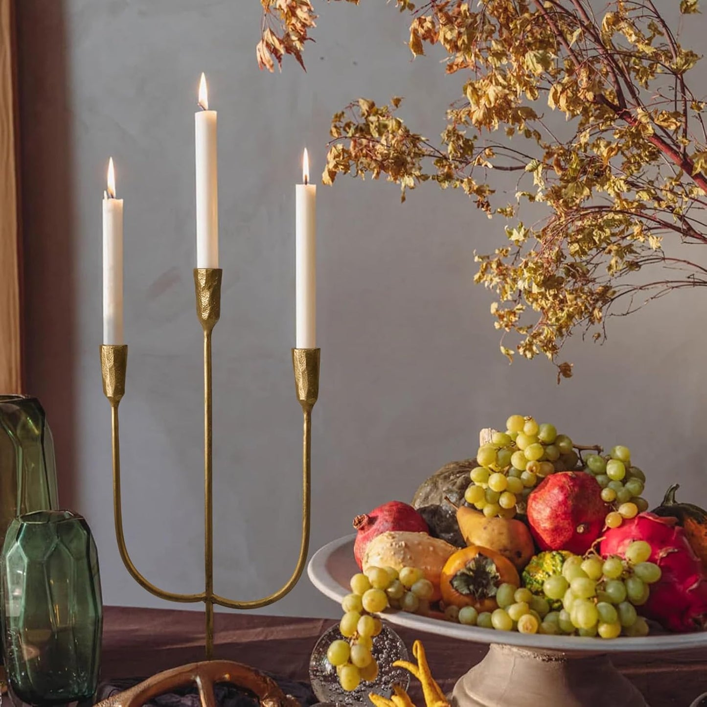 5-Candle Cast Iron Metal Candelabra Candlestick Holders 15 inch Tall Candle Holder Wedding Event Candelabra Candle Stand Brass Gold