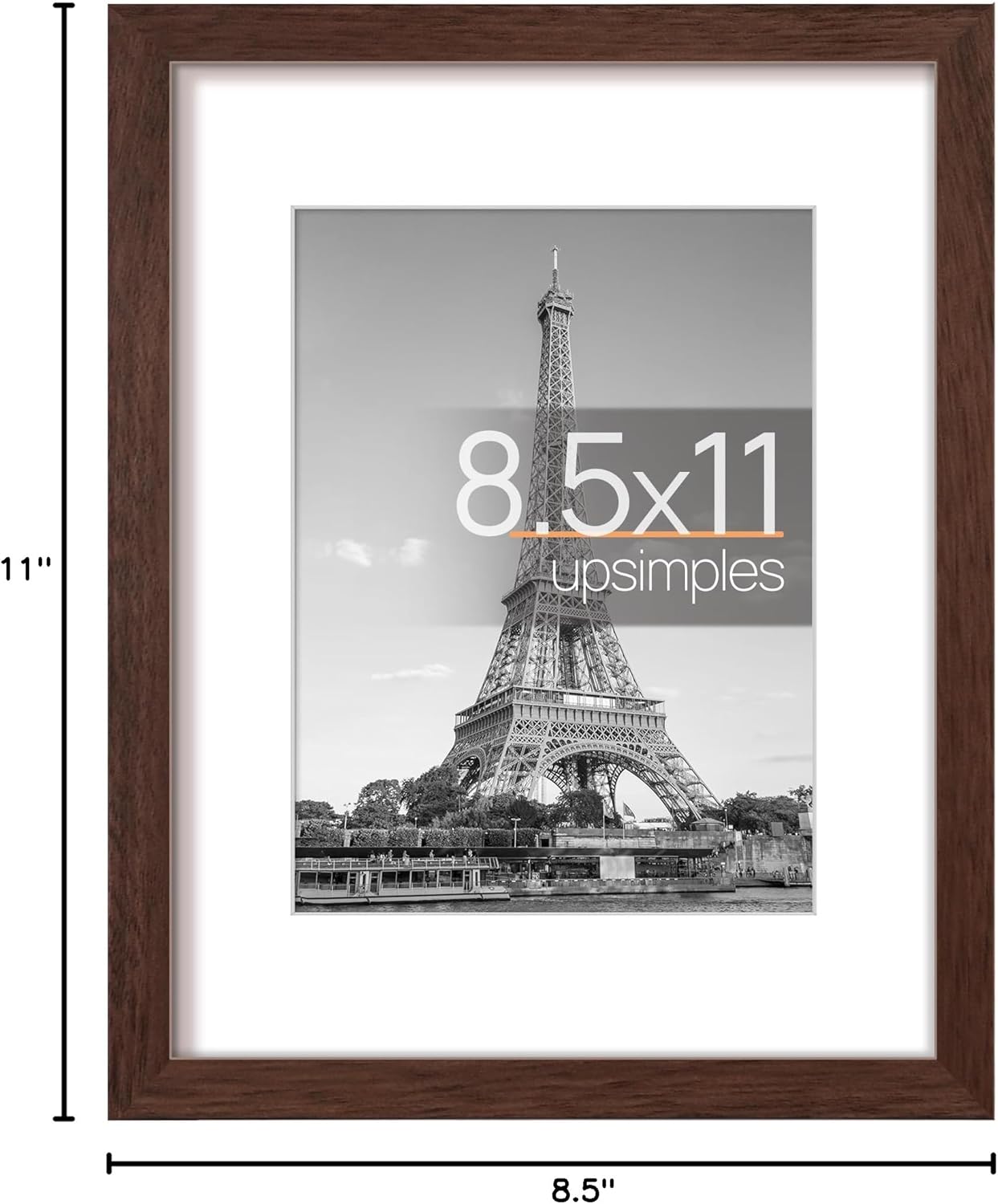 upsimples 8x10 Picture Frame, Display Pictures 5x7 with Mat or 8x10 Without Mat, Wall Hanging Photo Frame, Black, 1 Pack - Colors B