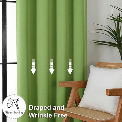 Simplebrand Ava Sage Green Blackout Curtains for Bedroom 63 Inch Length 2 Panels Set, Solid Thermal Insulated Energy Saving Rod Pocket Window Treatment Curtains Blackout Drapes, W40 x L63 Inch, Sage - Colors C