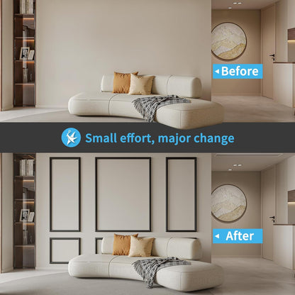 Art3d Pre-Cut Wall Molding Set of 6 pcs, Ready-to-Assemble Wainscoting Panels for Interior Wall Décor Living Room Bedroom Accent Wall - Installed with Glue, 3 Top 3 Bottom