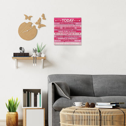 Inspirational Farmhouse Canvas Print Wall Art Decor One Small Positive Thought in the Morning Can Change Your Whole Day Sign Painting Plaque Rustic Home Decoration (8 X 8 Inches, Framed)