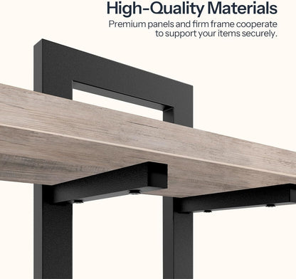 HOOBRO Floating Shelves, 15 Inch Wall Shelf Set of 2, Wall Mounted Storage Shelves 2-Tier, Hanging Bathroom Shelves, for Living Room, Bedroom, Bathroom, Kitchen, Rustic Brown and Black BF32BJ01G1