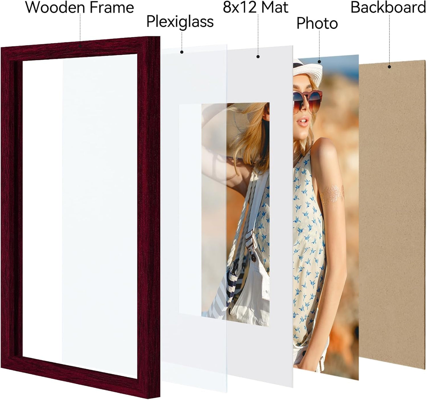 Vittanly 11x14 Picture Frame, Display Pictures 8x10 with Mat or 11x14 without Mat, Photo Frame for Wall Mounting, Black, 1 Pack - Colors B