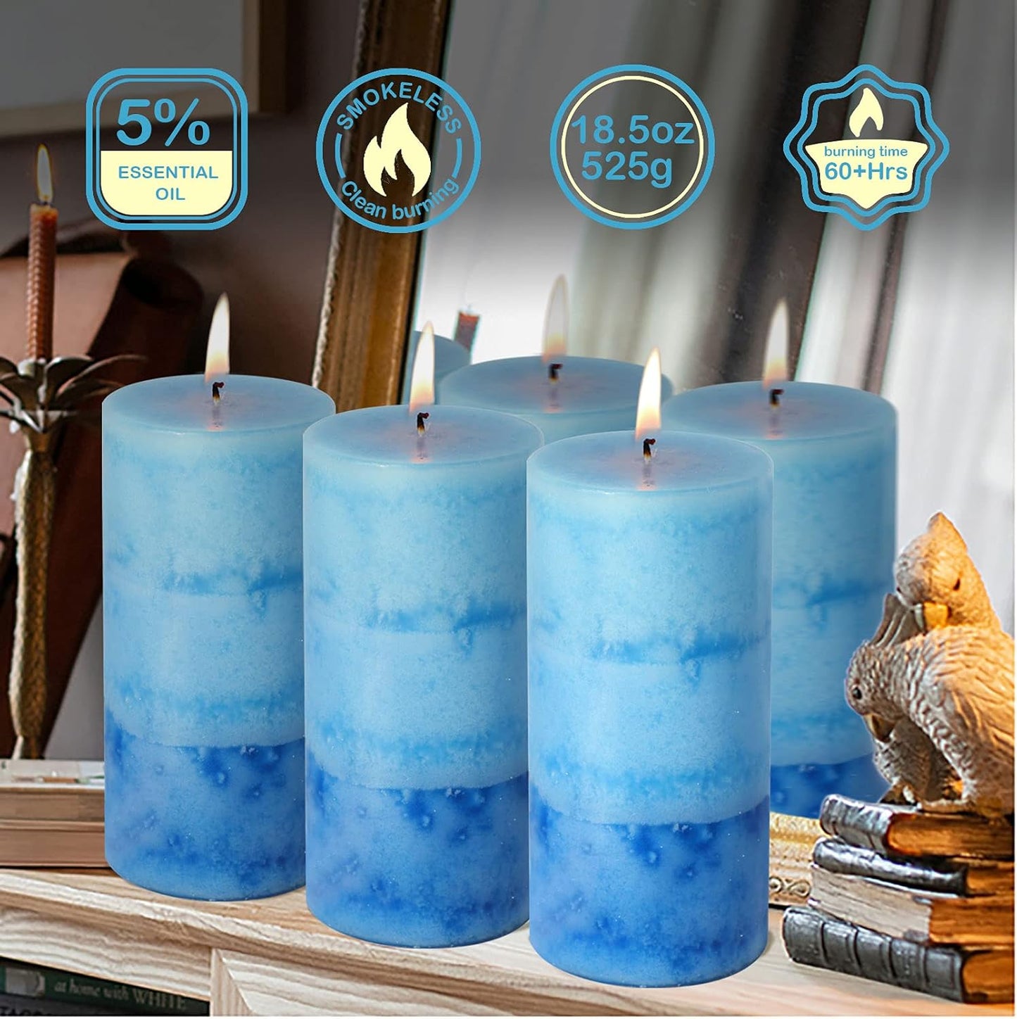 Pillar Candles Vanilla Cupcake Scented Immeiscent Aromatherapy Candle 50+ Hours Clean Burning Long Lasting Mottled Layered Candles for Home Scented SPA Restaurant Set of 3