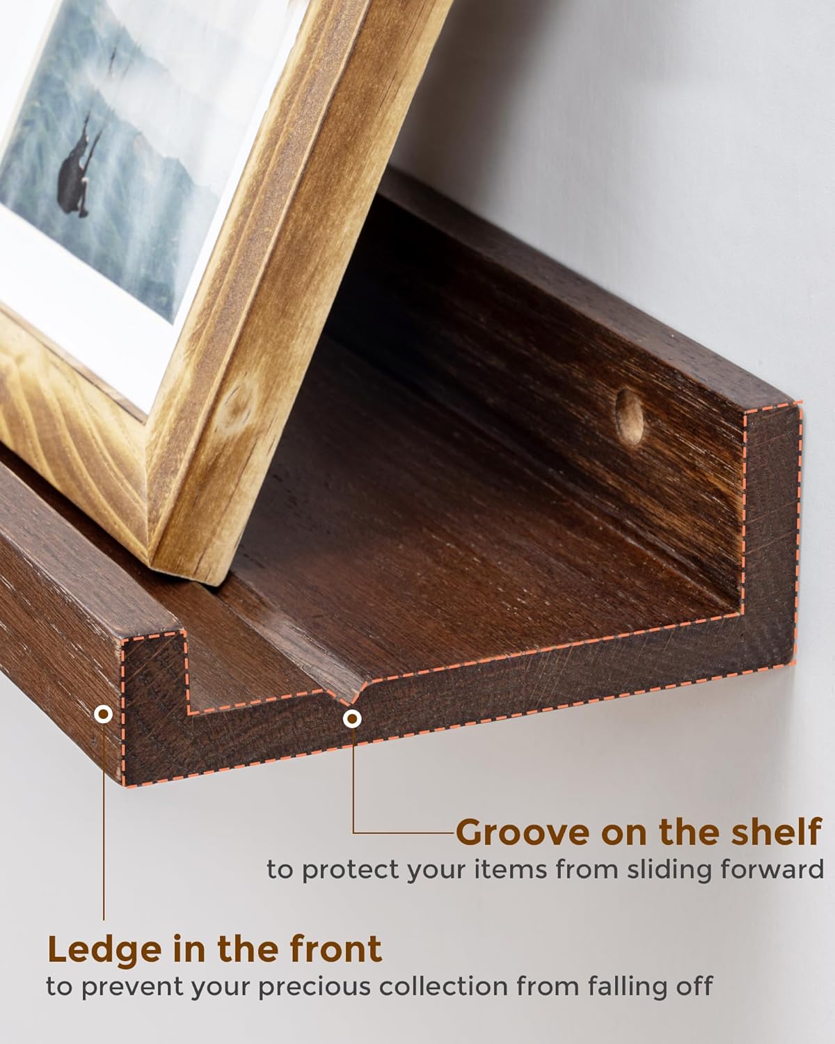 Axeman Oak Picture Ledge Shelf, 48 Inch Floating Shelves Set of 2, Solid Oak Wood Wall Shelves with Lip, Wall Decor Storage for Bedroom Living Room Bathroom Kitchen Nursery Photo Picture, Natural Oak