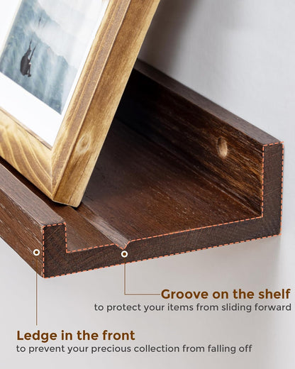 Axeman Oak Picture Ledge Shelf, 48 Inch Floating Shelves Set of 2, Solid Oak Wood Wall Shelves with Lip, Wall Decor Storage for Bedroom Living Room Bathroom Kitchen Nursery Photo Picture, Natural Oak