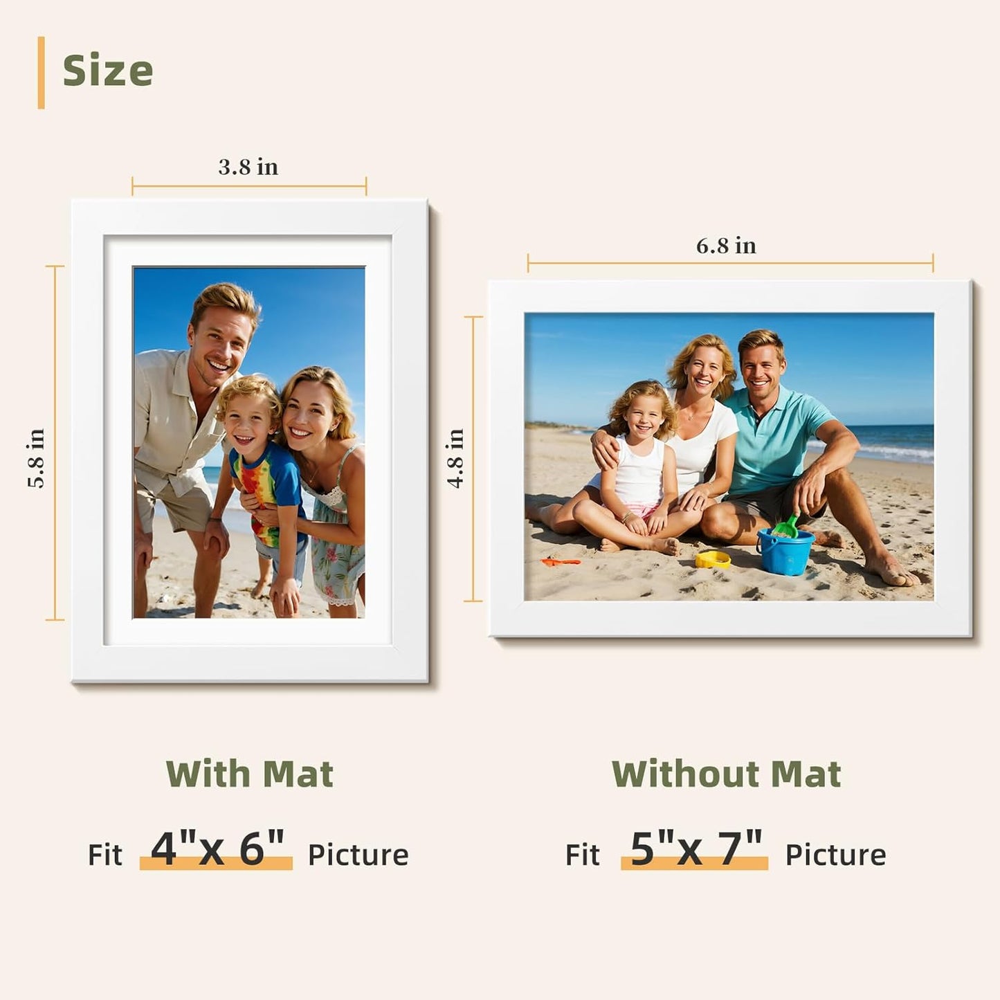 HappyHapi 4x6 Picture Frames Set of 10, Tabletop or Wall Display Pictures 3.5x5 with Mat or 4x6 Without, Multi Photo Frames Collage (Black)