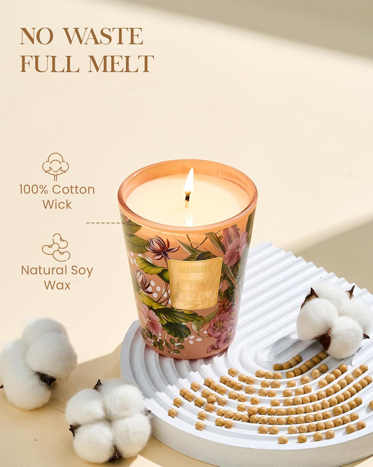 M&SENSE Jasmine Candles Highly Scented 3 Wick 35oz 150 Hours Burn Extra Large Jar Candles for Women, Natural Soy Wax Aromatherapy Candle for Stress Relief, Meditation, Yoga, Spa - Colors A