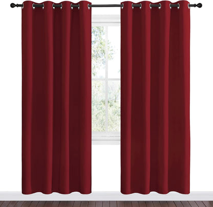 NICETOWN Halloween Pitch Black Solid Thermal Insulated Grommet Blackout Curtains/Drapes for Bedroom Window (2 Panels, 42 inches Wide by 63 inches Long, Black) - Colors A