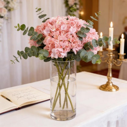 Kimura's Cabin 6pcs White Hydrangea Artificial Flowers Silk Fake Hydrangeas Faux Hydrangea Flowers with Stems for Wedding Bouquets Arrangement Home Table Centerpieces Baby Shower Party Decoration