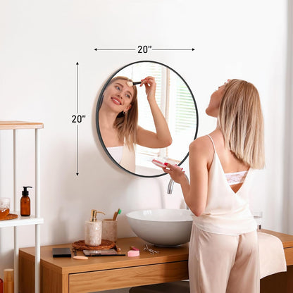 NEWBULIG 20IN Round Bathroom Wall Mirror, Modern Vanity Mirrors for Over Sink, HD Glass Decorative for Entryway, Bedroom & Living Room, Gold