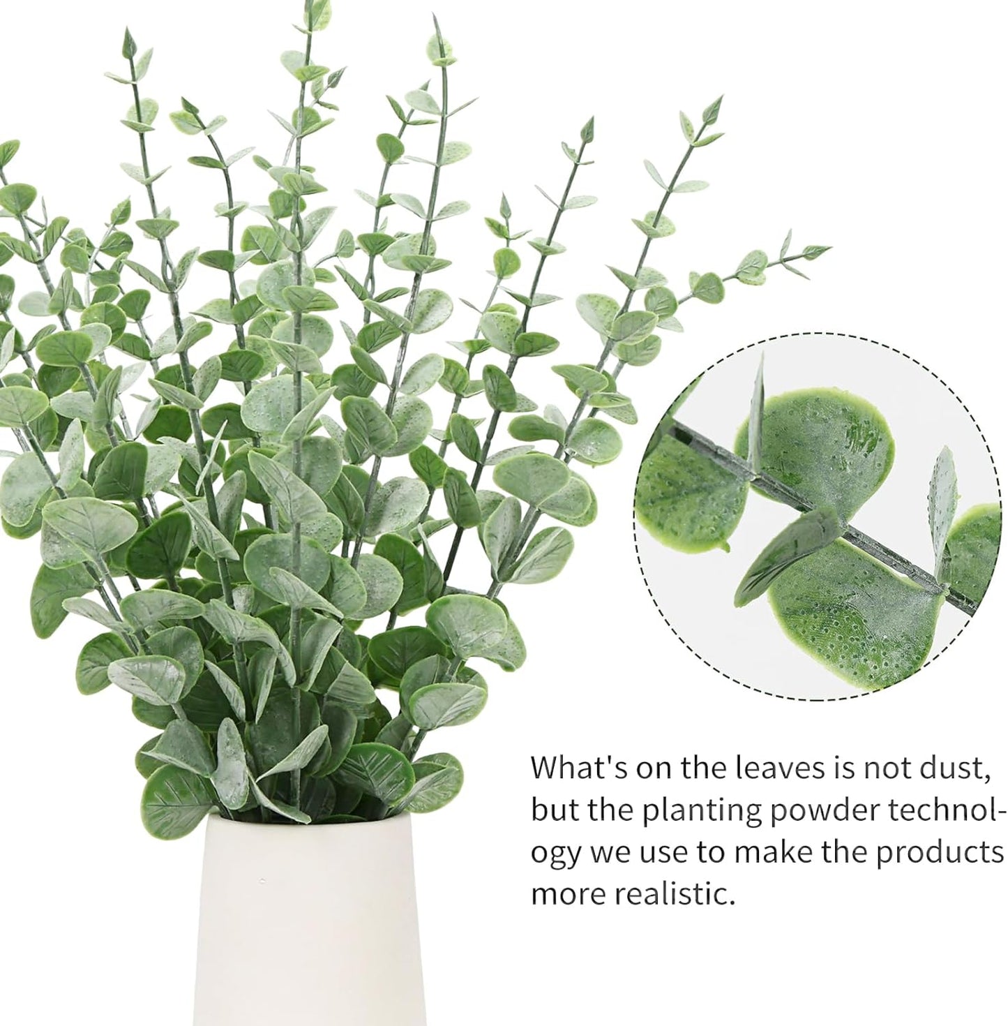 CEWOR 80pcs Artificial Eucalyptus Stems Fake Eucalyptus Leaves Stems Real Touch Leaf Branches for Flower Bouquet Wedding Easter Centerpiece Spring Home Office Decor
