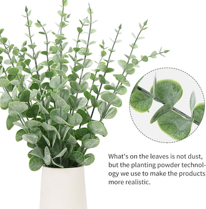CEWOR 80pcs Artificial Eucalyptus Stems Fake Eucalyptus Leaves Stems Real Touch Leaf Branches for Flower Bouquet Wedding Easter Centerpiece Spring Home Office Decor