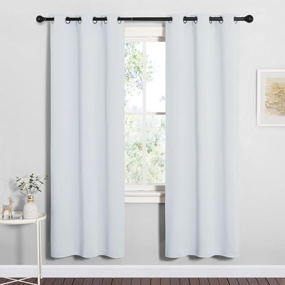 NICETOWN Halloween Pitch Black Solid Thermal Insulated Grommet Blackout Curtains/Drapes for Bedroom Window (2 Panels, 42 inches Wide by 63 inches Long, Black) - Colors A
