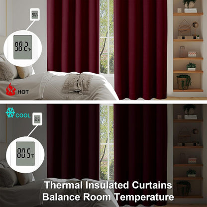 Simplebrand Ava Sage Green Blackout Curtains for Bedroom 63 Inch Length 2 Panels Set, Solid Thermal Insulated Energy Saving Rod Pocket Window Treatment Curtains Blackout Drapes, W40 x L63 Inch, Sage - Colors A