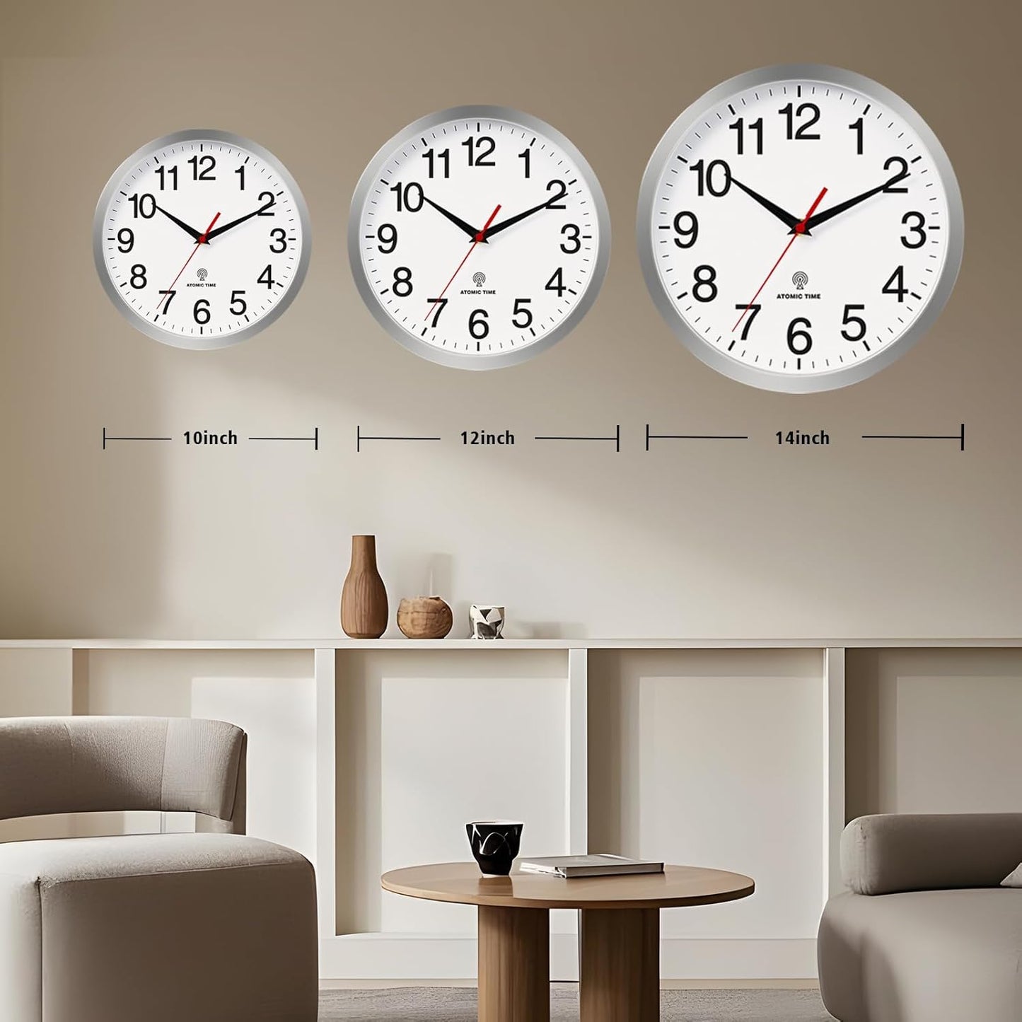Rohioue Wall Clock Modern 8 Inch Battery Operated Silent Non Ticking Small Analog Clock for Living Room Office Home Bedroom Kitchen Bathroom(Black)