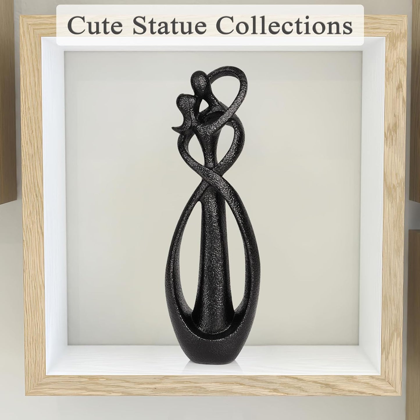 Trycooling Kissing Lovers Statue Abstract Sculpture Resin Statues for Home Decor Modern Home Office Desktop Shelf Bookshelf Decor (Sandstone, Small)