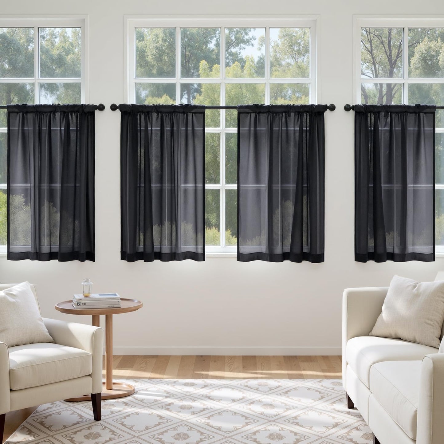 MIULEE White Sheer Curtains 84 Inches Long, 4 Panels Set, Light Filtering Rod Pocket Voile Drapes for Living Room and Bedroom, Airy Soft Fabric Window Treatments, 42 x 84 Inches